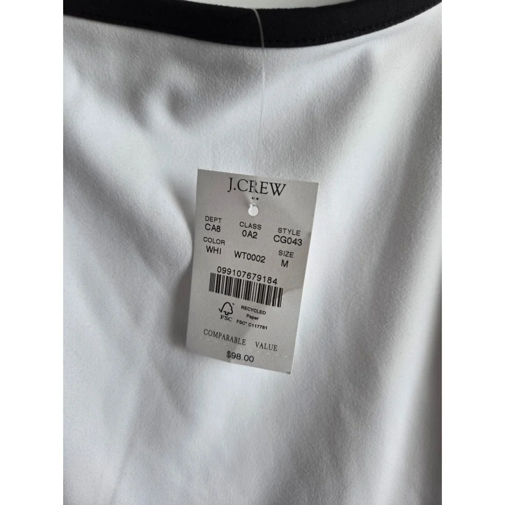 J.Crew Women White Black Trim Pleated Tennis Dress CG043 Size M NWT